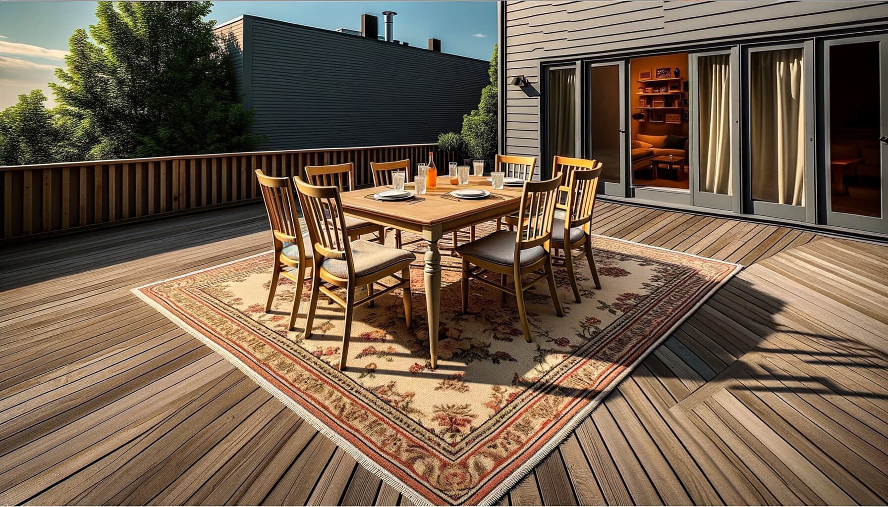 För liten altanmatta där stolsbenen sticker utanför kanten – vanligt misstag