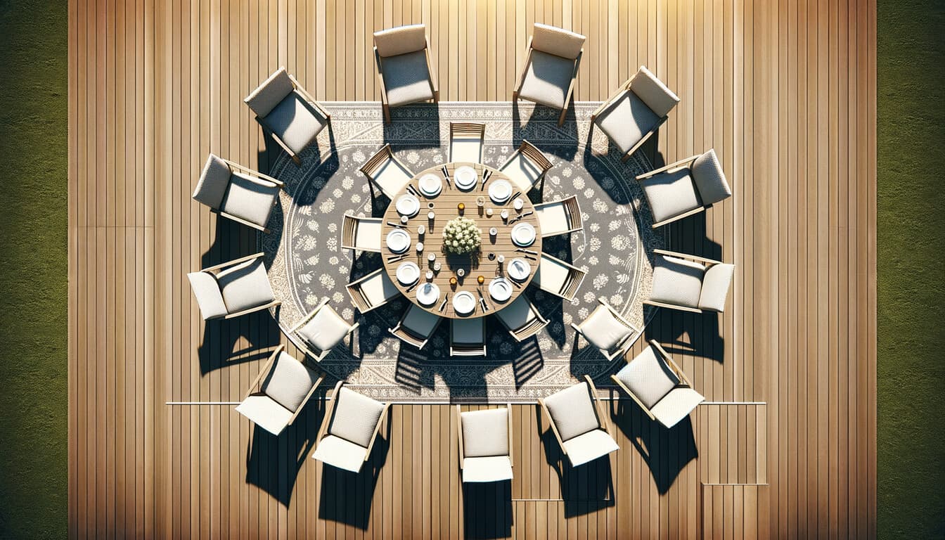 Storleksguide för altanmatta – alla stolsben ska stå på mattan för rätt passform